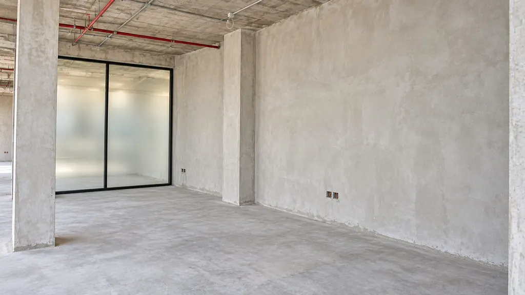 Kustard Corporate Office — before: illustrative visualisation of the bare shell
